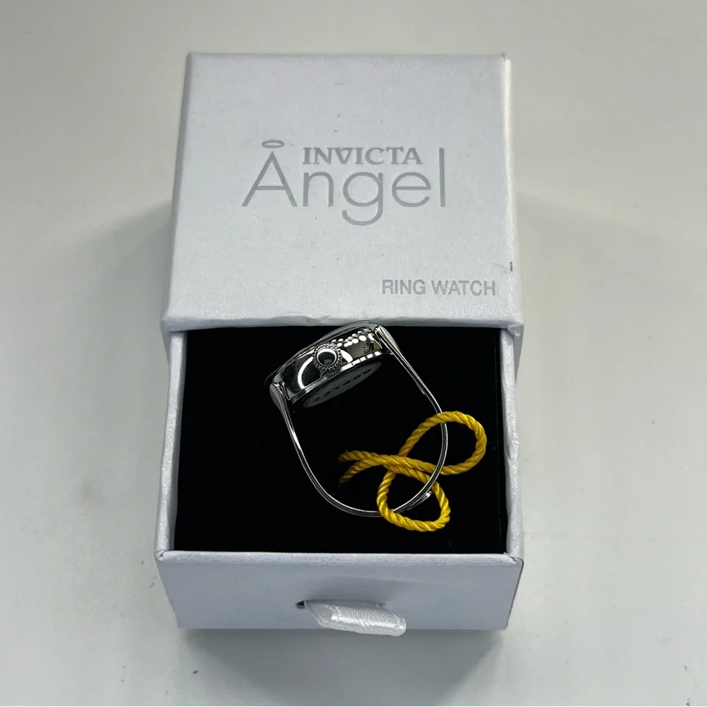 INVICTA Mini Angel Quartz Crystal Silver Dial Ladies Men’s Silver Ring Watch NWB